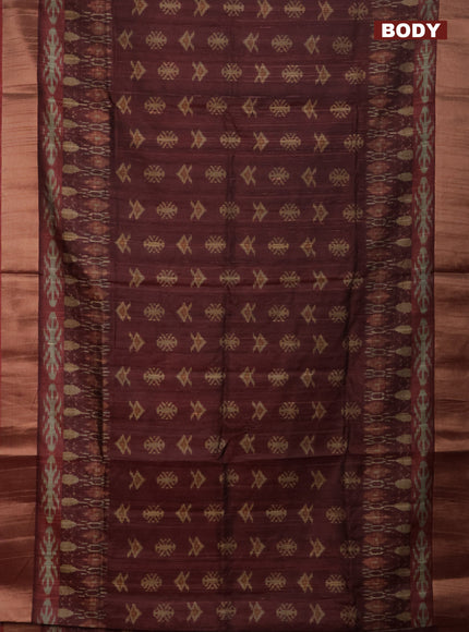 Semi matka saree deep maroon with allover ikat buttas and zari woven border