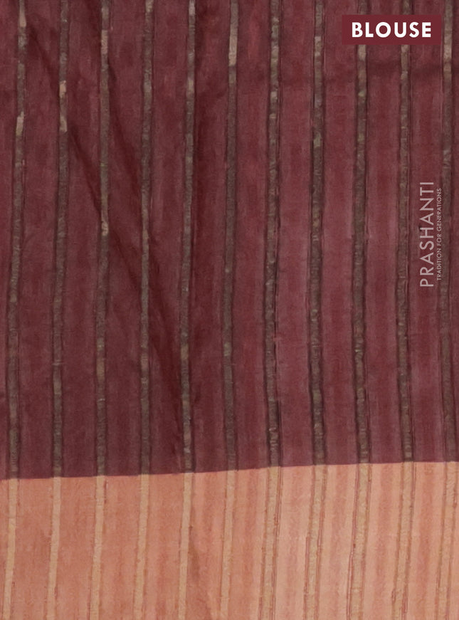 Semi matka saree deep maroon with allover ikat buttas and zari woven border