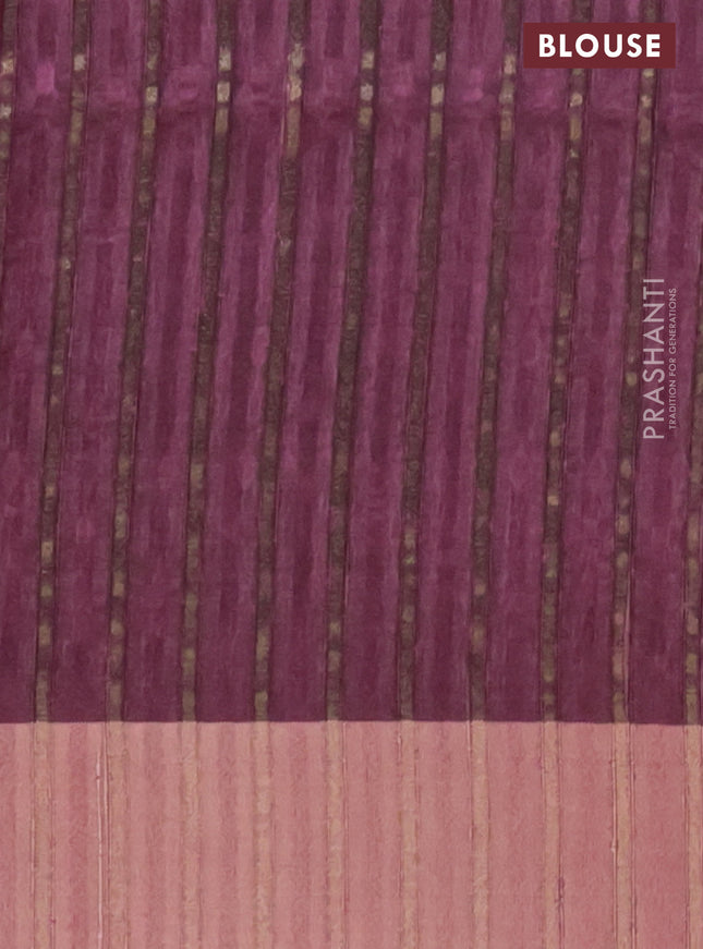 Semi matka saree dark magenat pink with allover ikat prints and zari woven border