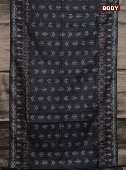 Semi matka saree black with allover ikat prints and zari woven border