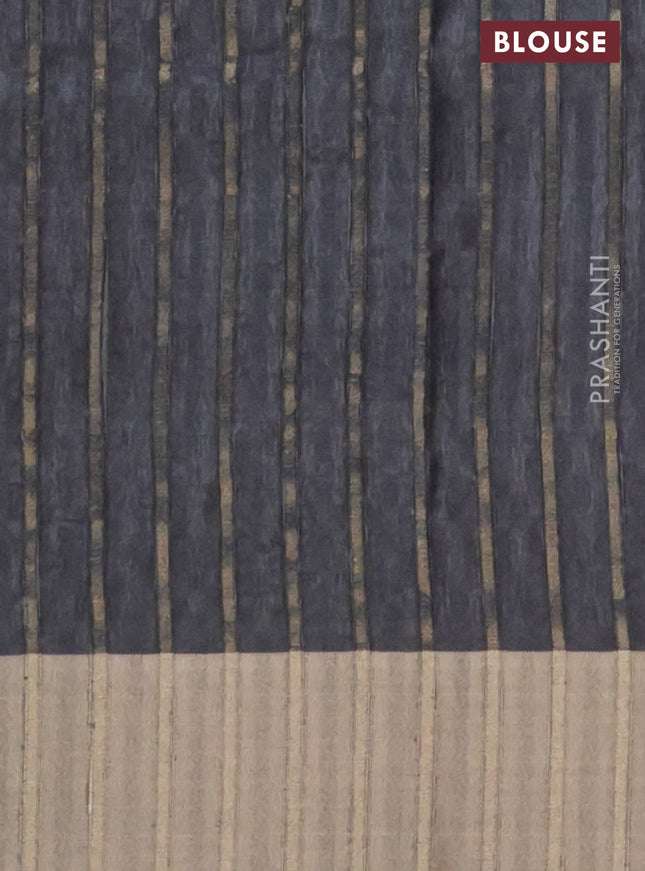 Semi matka saree black with allover ikat prints and zari woven border