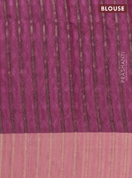 Semi matka saree pastel brown and pink with allover ikat prints and zari woven border