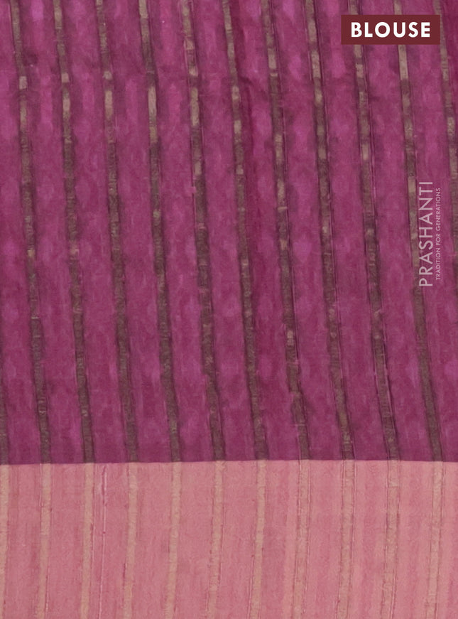 Semi matka saree pastel brown and pink with allover ikat prints and zari woven border