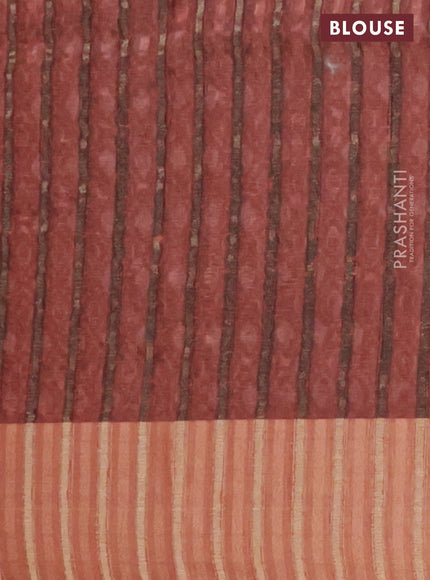 Semi matka saree chikku shade and rust shade with allover ikat prints and zari woven border