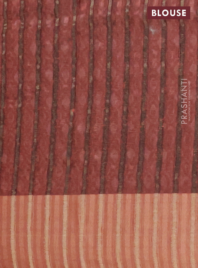 Semi matka saree chikku shade and rust shade with allover ikat prints and zari woven border