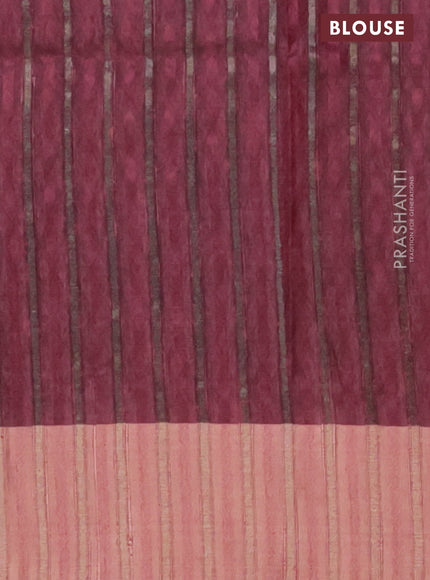 Semi matka saree grey shade and pink with allover ikat prints and zari woven border