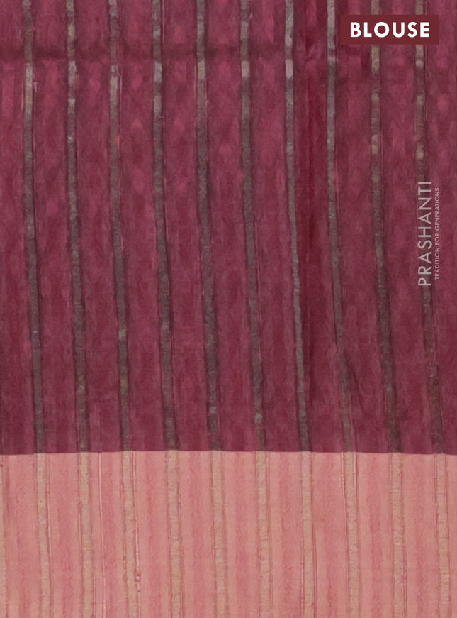 Semi matka saree grey shade and pink with allover ikat prints and zari woven border