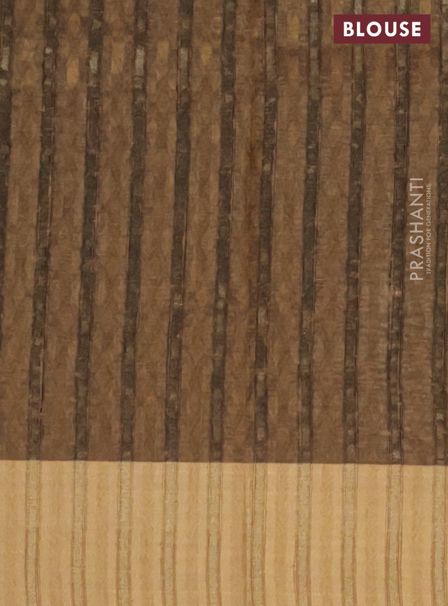 Semi matka saree grey and mustard yellow with allover ikat prints and zari woven border