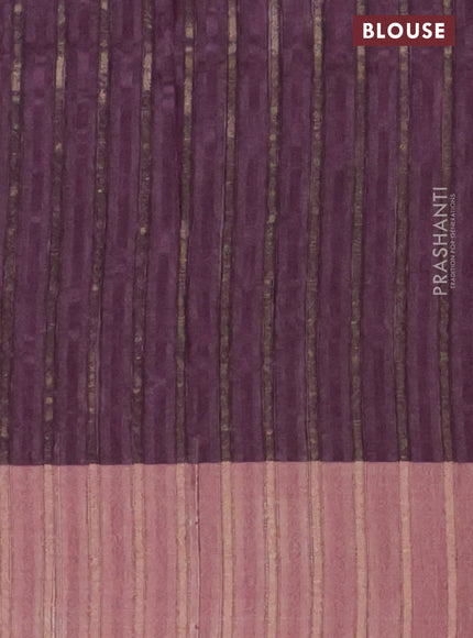 Semi matka saree wine shade with allover ikat prints and zari woven border