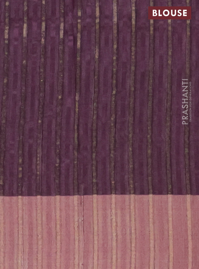 Semi matka saree wine shade with allover ikat prints and zari woven border