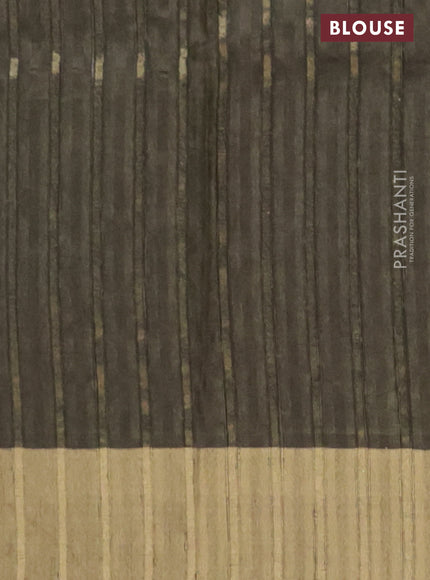 Semi matka saree mehendi green with allover ikat prints and zari woven border