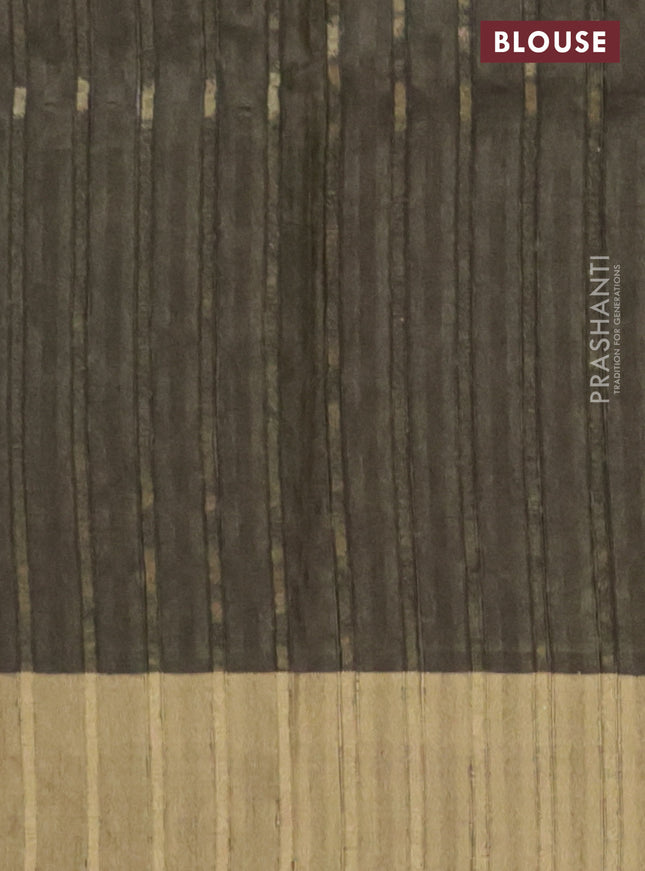 Semi matka saree mehendi green with allover ikat prints and zari woven border