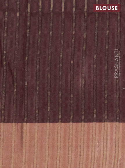 Semi matka saree deep maroon with allover ikat prints and zari woven border