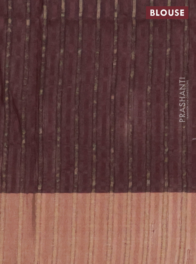 Semi matka saree deep maroon with allover ikat prints and zari woven border