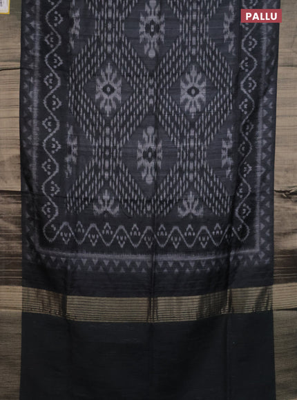 Semi matka saree elephant grey with allover ikat prints and zari woven border