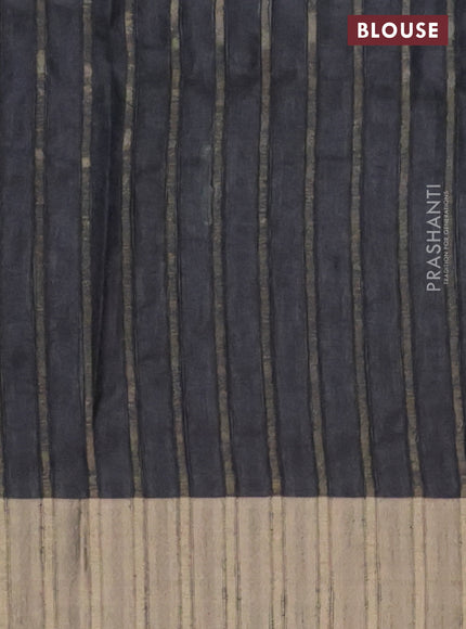 Semi matka saree elephant grey with allover ikat prints and zari woven border