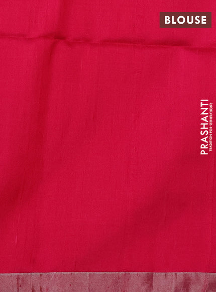 Pure raw silk saree mustard yellow and pink with allover silver zari weaves and silver zari woven border