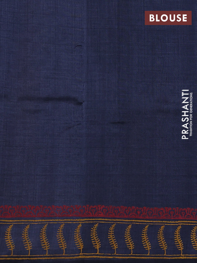 Silk cotton block printed saree grey with paisley butta prints and printed