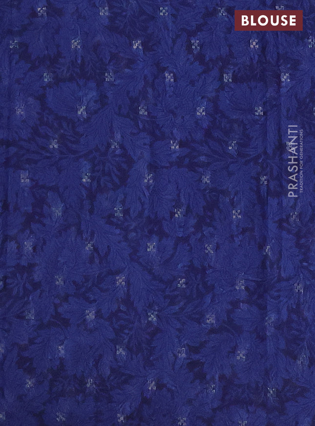 Semi mysore crepe saree blue and purple with zari weaves and long printed border