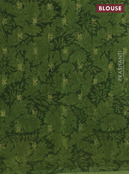 Semi mysore crepe saree light green and green with panel prints and long zari woven border