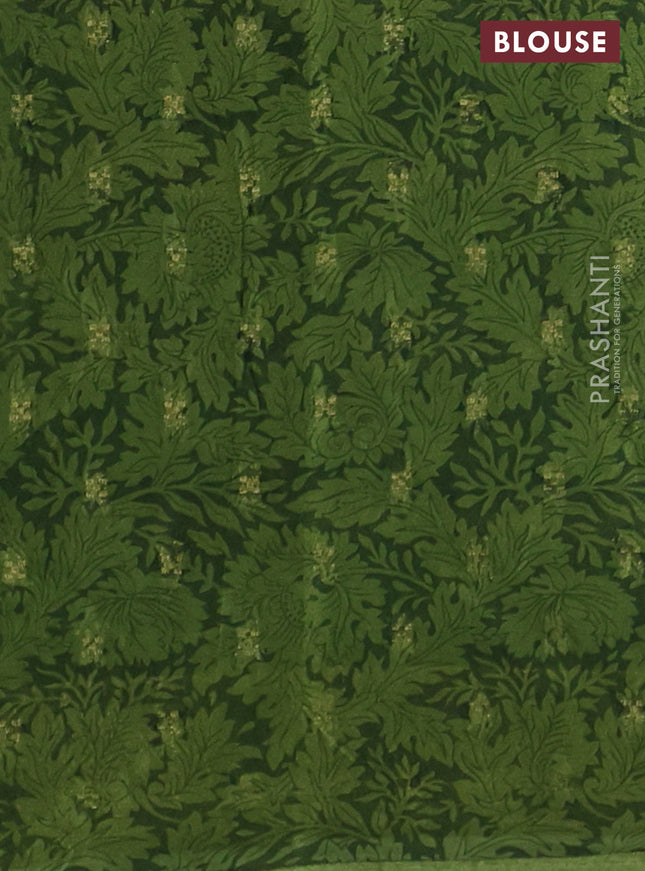 Semi mysore crepe saree light green and green with panel prints and long zari woven border