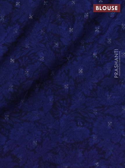 Semi mysore crepe saree blue and teal blue with panel prints and long zari woven border