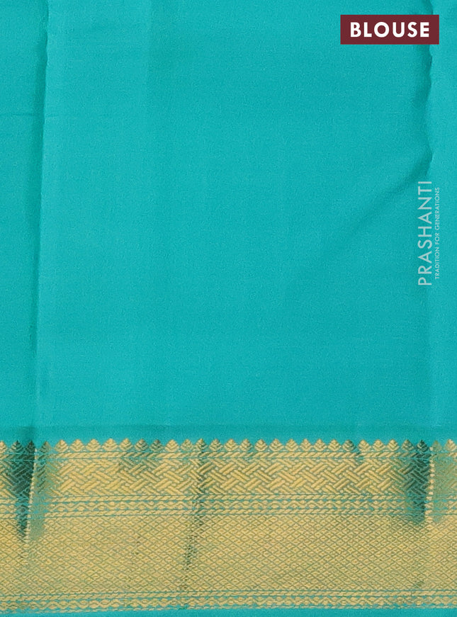 Pure kanchipuram silk saree maroon grey and teal blue with allover stripe pattern and zari woven korvai border