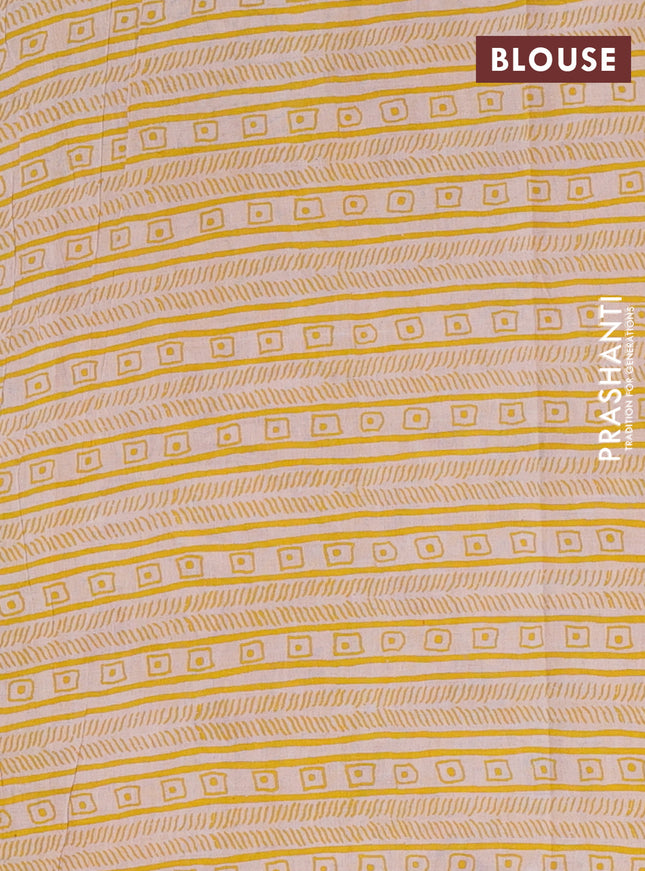 Kalamkari cotton saree maroon and yellow with allover prints and long printed border