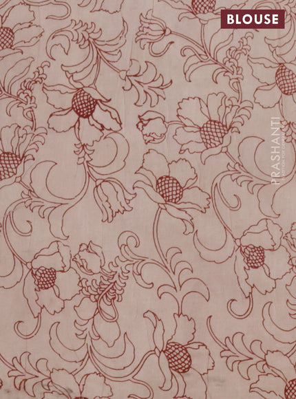 Kalamkari cotton saree maroon and mustard shade with allover prints and printed border