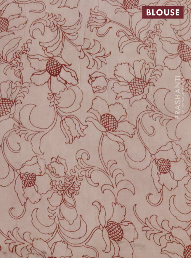 Kalamkari cotton saree maroon and mustard shade with allover prints and printed border