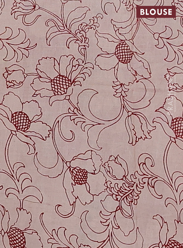 Kalamkari cotton saree black and maroon with allover prints and printed border