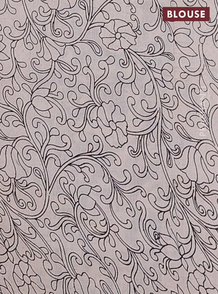 Kalamkari cotton saree black and beige with allover prints and printed border