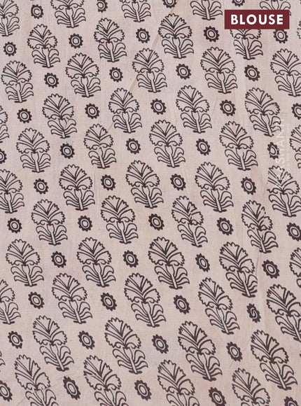 Kalamkari cotton saree beige and red with allover prints and printed border