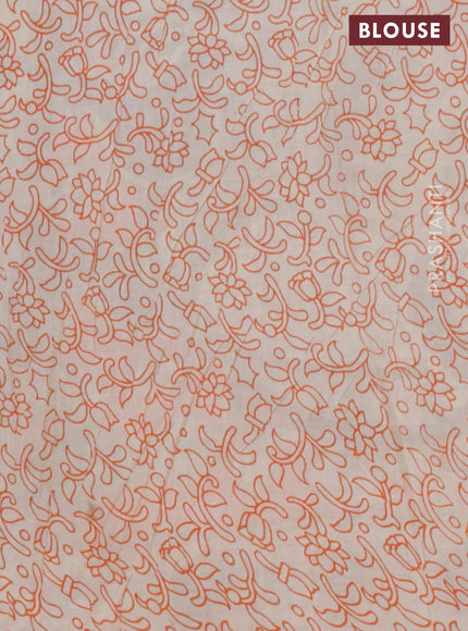 Kalamkari cotton saree maroon beige and orange with allover bandhani prints and printed border