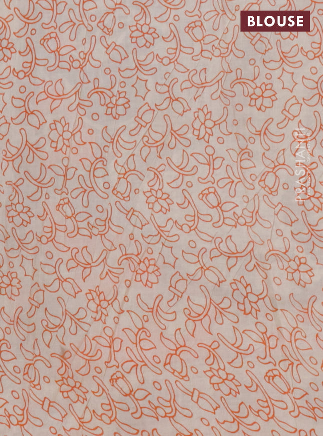 Kalamkari cotton saree maroon beige and orange with allover bandhani prints and printed border