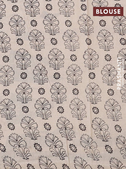 Kalamkari cotton saree black and beige with allover prints and printed border