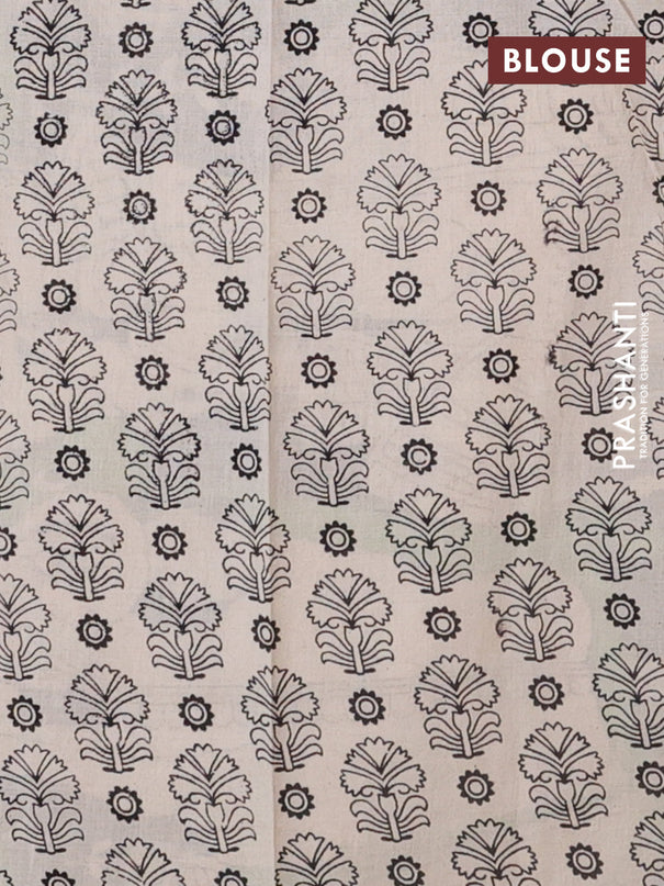 Kalamkari cotton saree deep coffee brown and green with allover prints and printed border