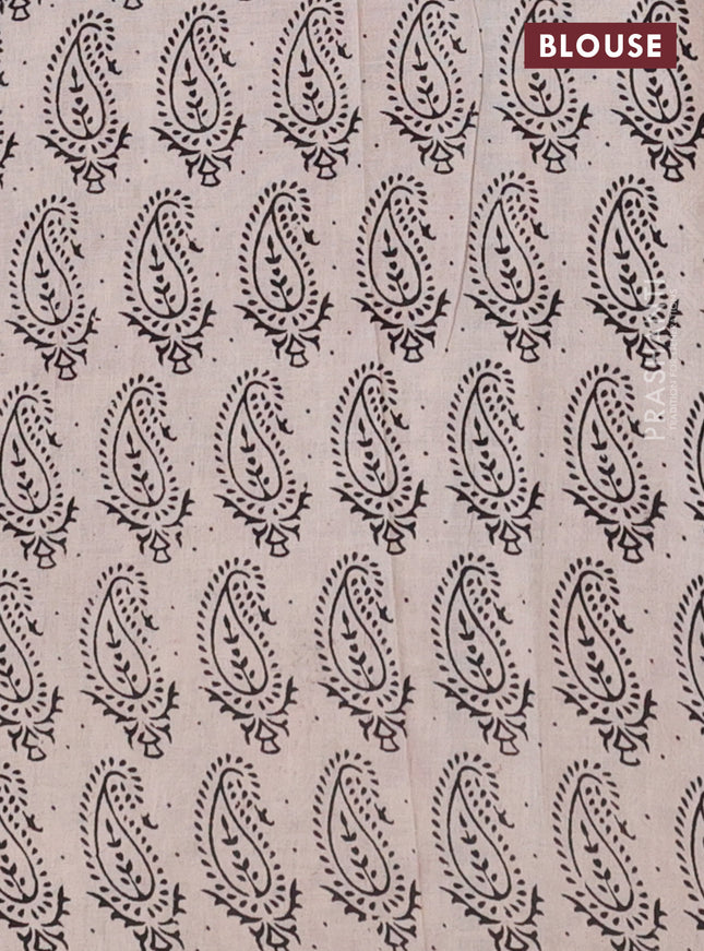 Kalamkari cotton saree maroon and blue with allover prints and printed border