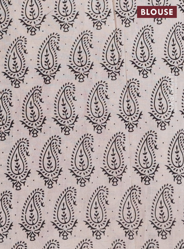 Kalamkari cotton saree beige and pink with allover prints and printed border