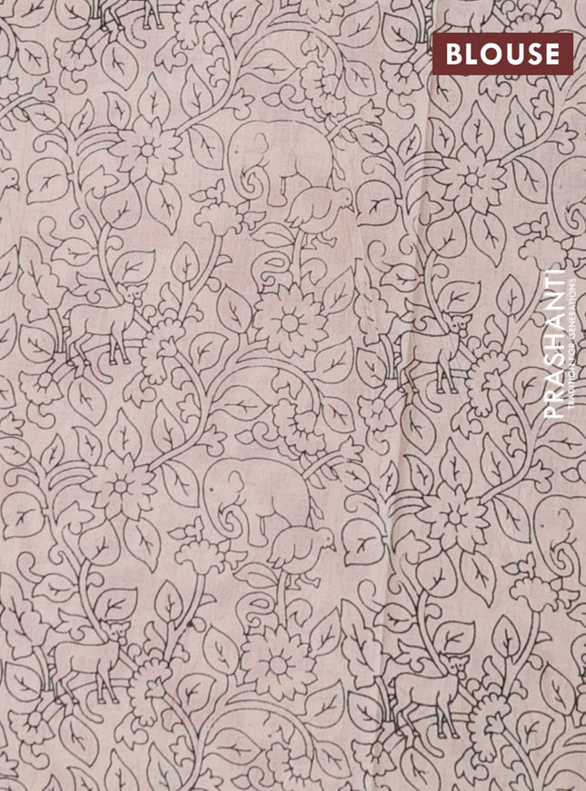 Kalamkari cotton saree black and maroon with allover prints and printed border