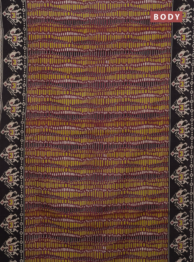 Kalamkari cotton saree maroon and black with allover prints and printed border