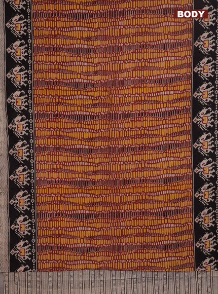 Kalamkari cotton saree maroon and black with allover prints and printed border