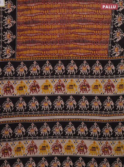 Kalamkari cotton saree maroon and black with allover prints and printed border