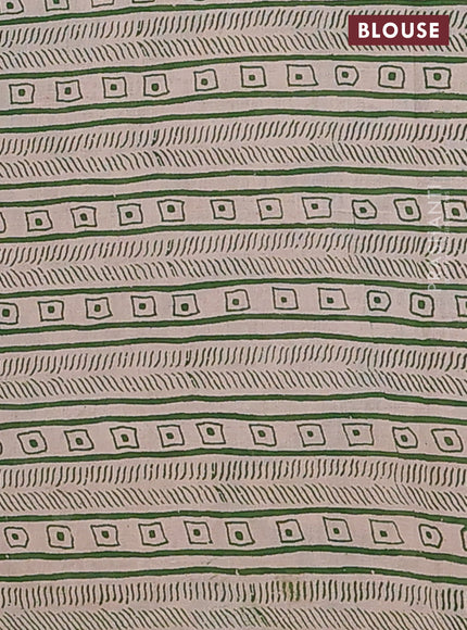 Kalamkari cotton saree light green and green with allover prints and printed border