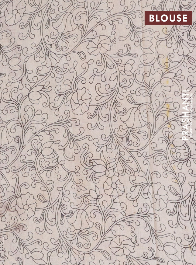 Kalamkari cotton saree yellow and magenta pink with allover prints and printed border