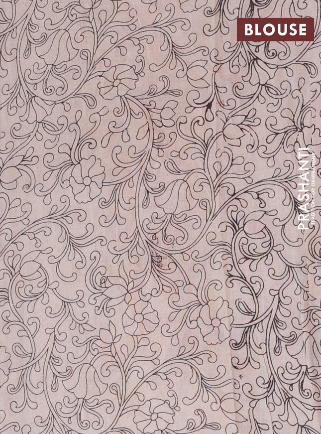 Kalamkari cotton saree maroon and yellow with allover prints and printed border