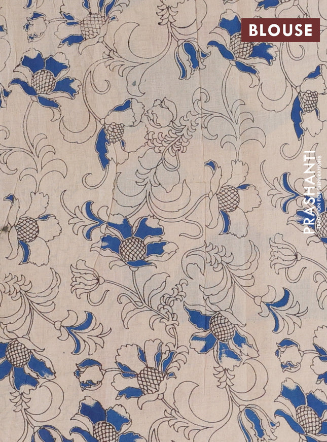 Kalamkari cotton saree pink and beige with allover prints and printed border