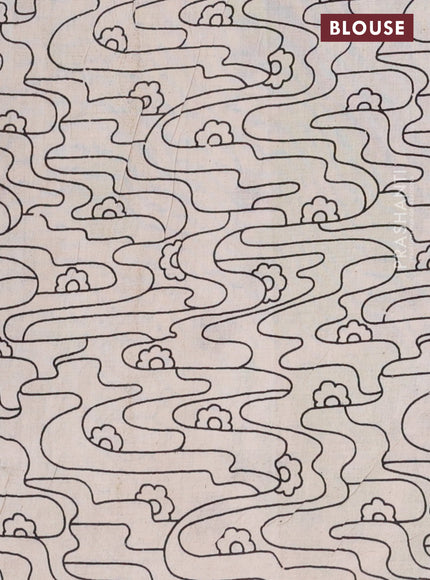 Kalamkari cotton saree maroon and light green with allover prints and printed border