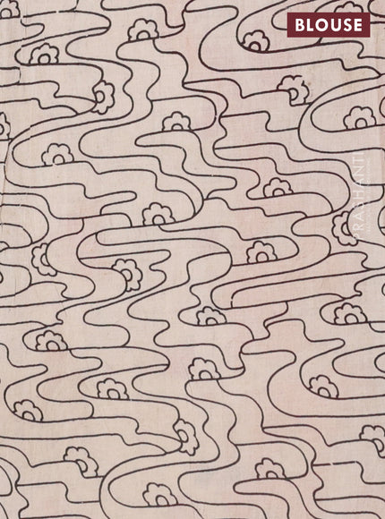 Kalamkari cotton saree orange and red with allover prints and printed border