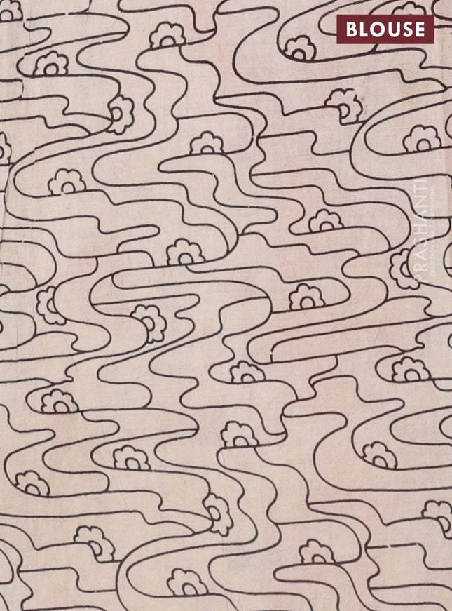 Kalamkari cotton saree orange and red with allover prints and printed border